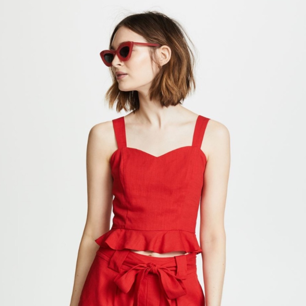 J.O.A. Red Peplum Tank Top